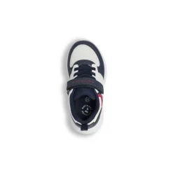 Sneakers da bambino blu con inserti in mesh e dettagli rossi Navigare