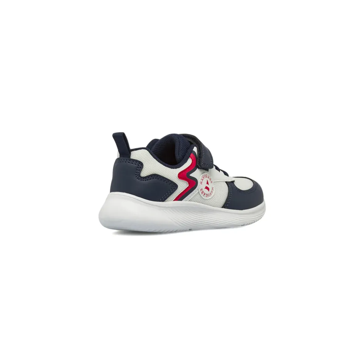 Sneakers da bambino blu con inserti in mesh e dettagli rossi Navigare