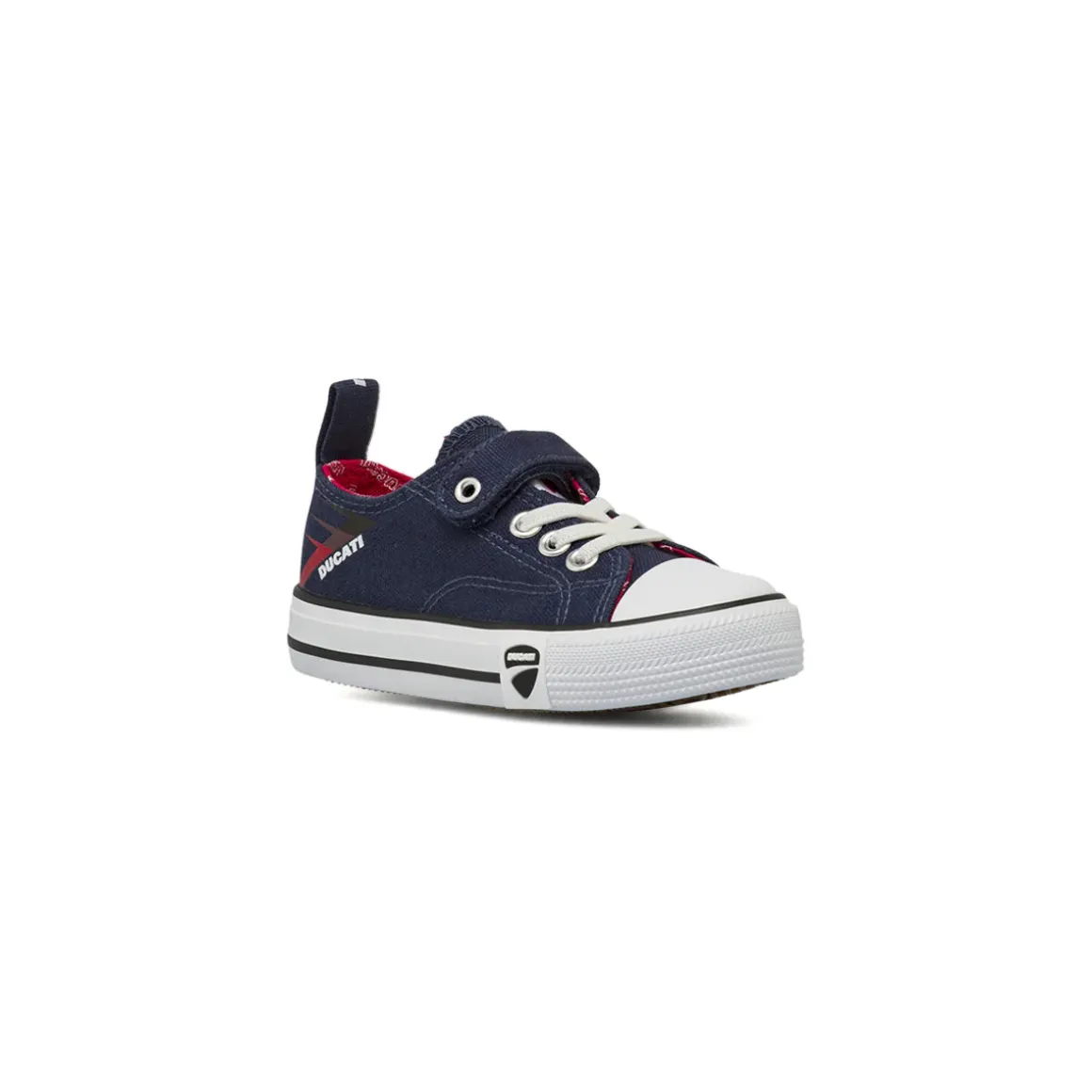 Sneakers da Bambino blu con punta bianca e dettagli rossi Ducati