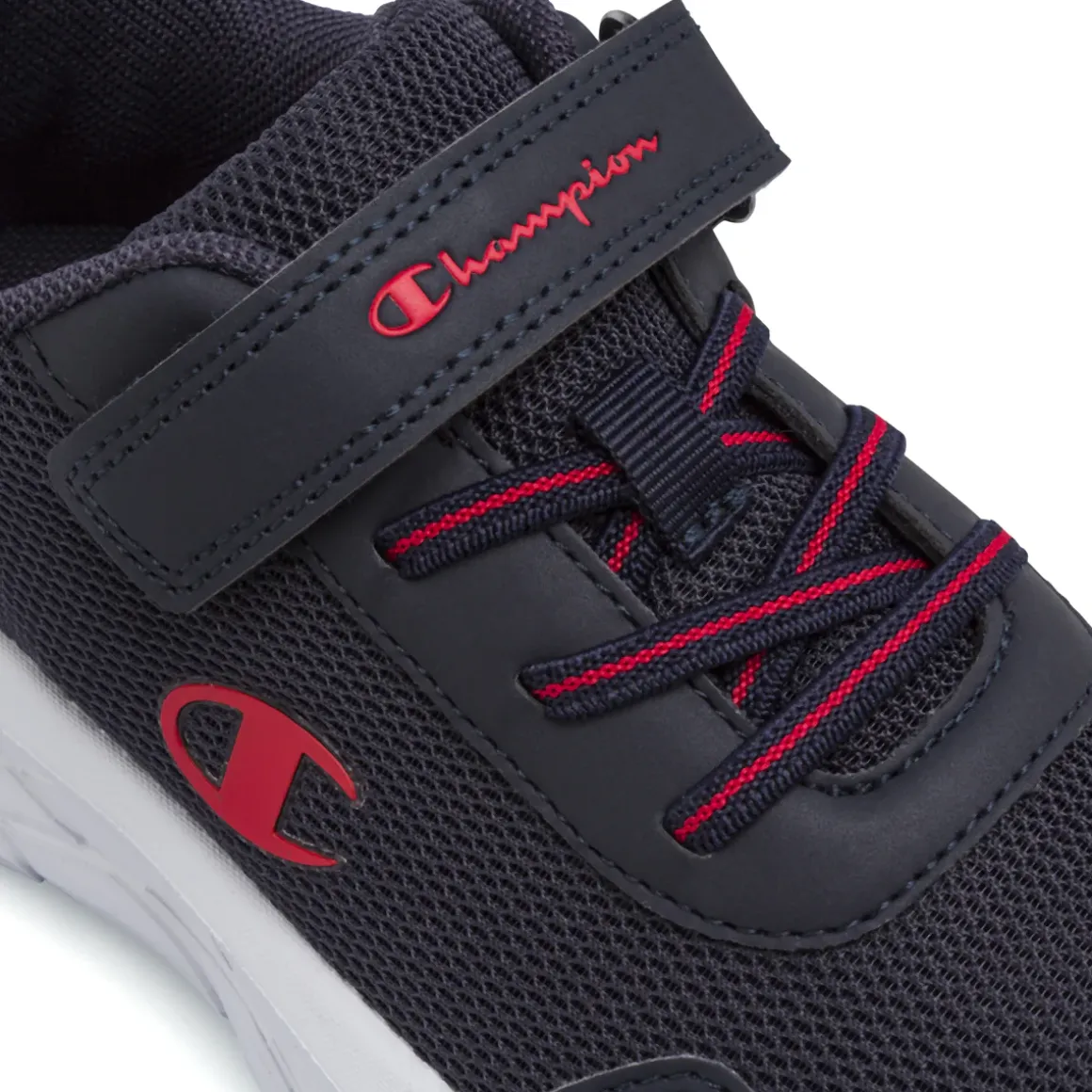Sneakers da Bambino blu con strappo e dettagli rossi Champion