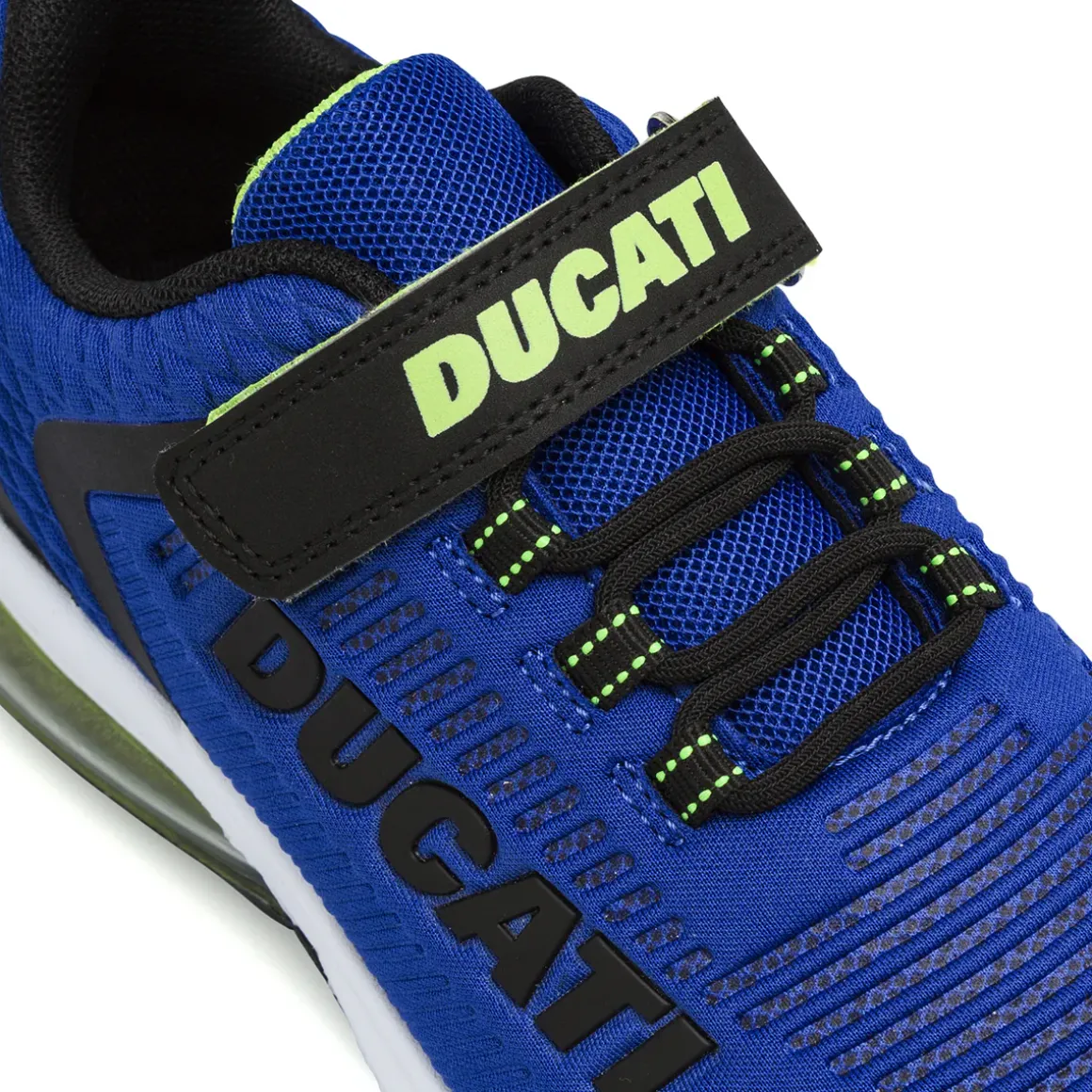 Sneakers da bambino blu Ducati con strappo e ammortizzazione ad aria