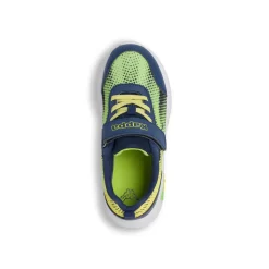 Sneakers da Bambino blu e verde lime con strappo e Luci Kappa