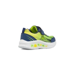 Sneakers da Bambino blu e verde lime con strappo e Luci Kappa