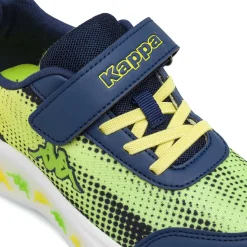 Sneakers da Bambino blu e verde lime con strappo e Luci Kappa