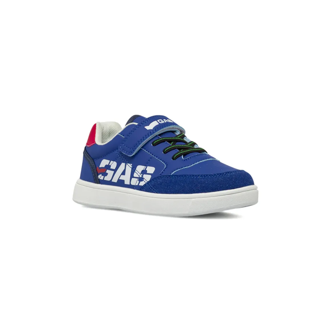 Sneakers da bambino blu Gas con logo e strappo in velcro