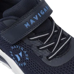 Sneakers da bambino blu in tessuto con luci nella suola Navigare