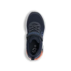 Sneakers da bambino blu in tessuto con luci nella suola Navigare