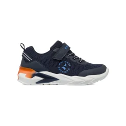 Sneakers da bambino blu in tessuto con luci nella suola Navigare