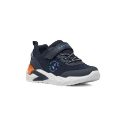 Sneakers da bambino blu in tessuto con luci nella suola Navigare
