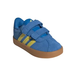 Sneakers da bambino e bambina blu con dettagli gialli adidas VL Court 3.0