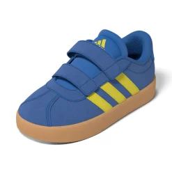 Sneakers da bambino e bambina blu con dettagli gialli adidas VL Court 3.0
