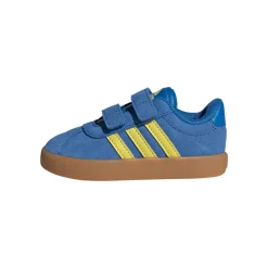 Sneakers da bambino e bambina blu con dettagli gialli adidas VL Court 3.0