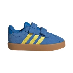 Sneakers da bambino e bambina blu con dettagli gialli adidas VL Court 3.0