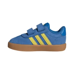 Sneakers da bambino e bambina blu con dettagli gialli adidas VL Court 3.0