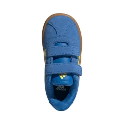 Sneakers da bambino e bambina blu con dettagli gialli adidas VL Court 3.0