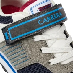 Sneakers da bambino grigie con chiusura a strappo e logo Carrera Jeans