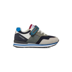 Sneakers da bambino grigie con chiusura a strappo e logo Carrera Jeans