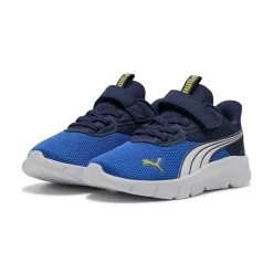 Sneakers da bambino in tessuto blu e azzurre con logo Puma FlexFocus