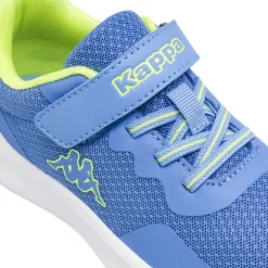 Sneakers da bambino Kappa blu con chiusura a strappo e dettagli verdi