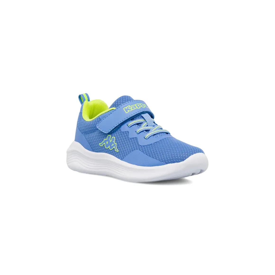 Sneakers da bambino Kappa blu con chiusura a strappo e dettagli verdi