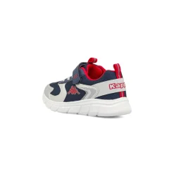 Sneakers da bambino Kappa blu e argento con strappo in velcro