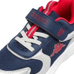 Sneakers da bambino Kappa blu e argento con strappo in velcro