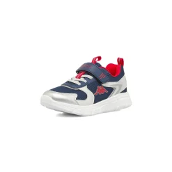 Sneakers da bambino Kappa blu e argento con strappo in velcro
