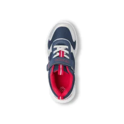 Sneakers da bambino Kappa blu e argento con strappo in velcro