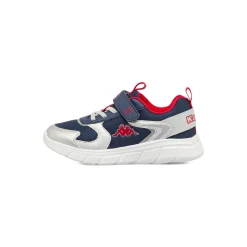 Sneakers da bambino Kappa blu e argento con strappo in velcro