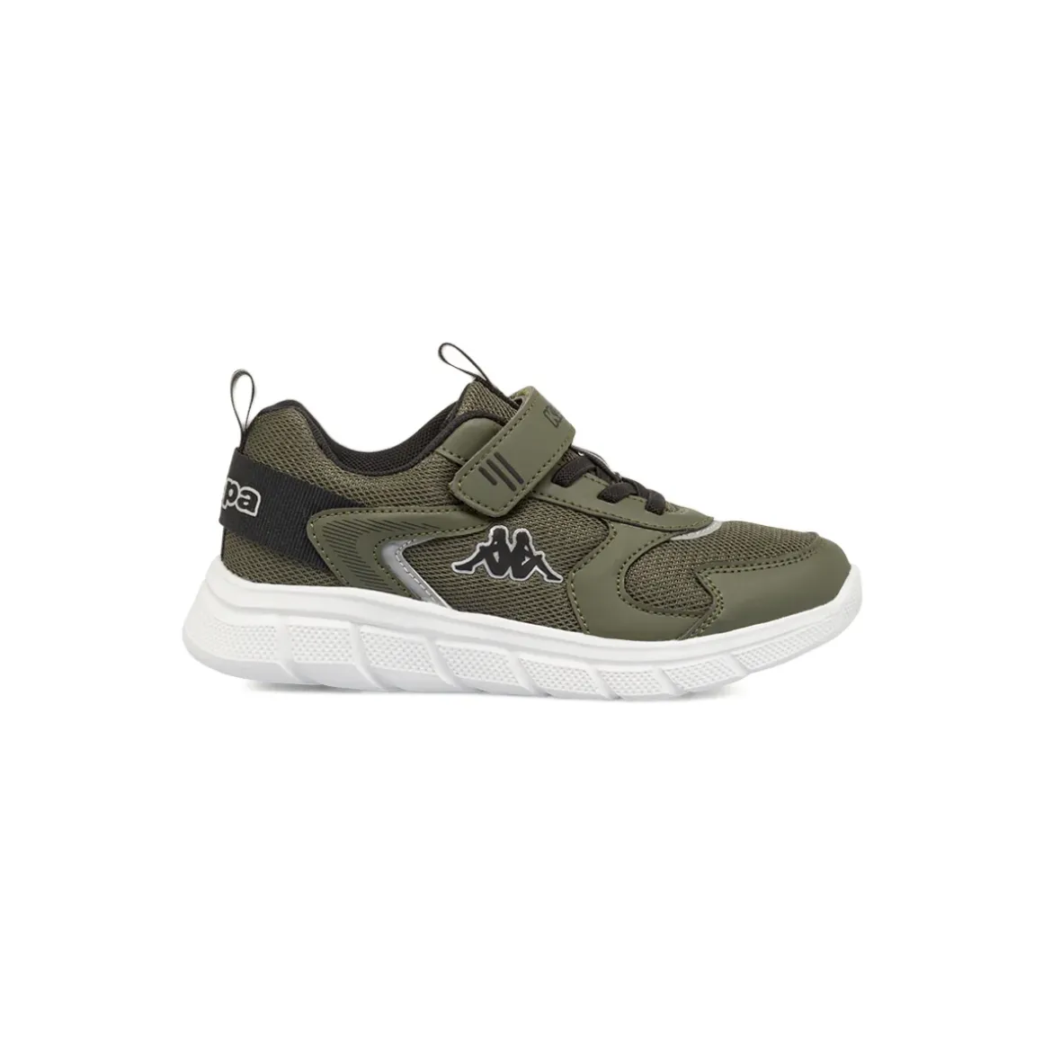 Sneakers da bambino Kappa verdi militare in mesh con strappo in velcro