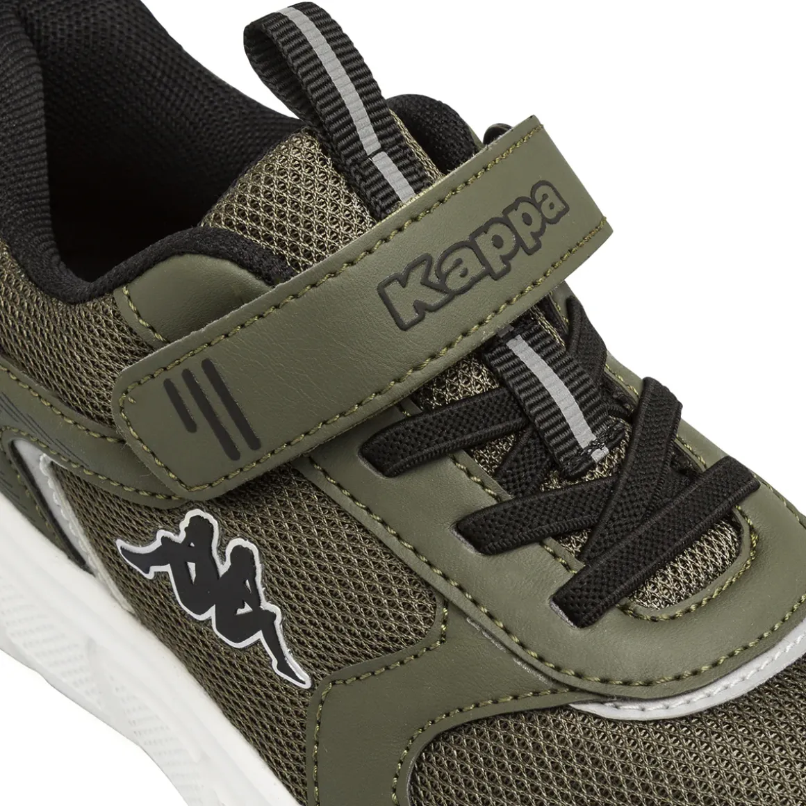 Sneakers da bambino Kappa verdi militare in mesh con strappo in velcro