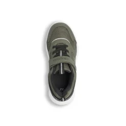 Sneakers da bambino Kappa verdi militare in mesh con strappo in velcro
