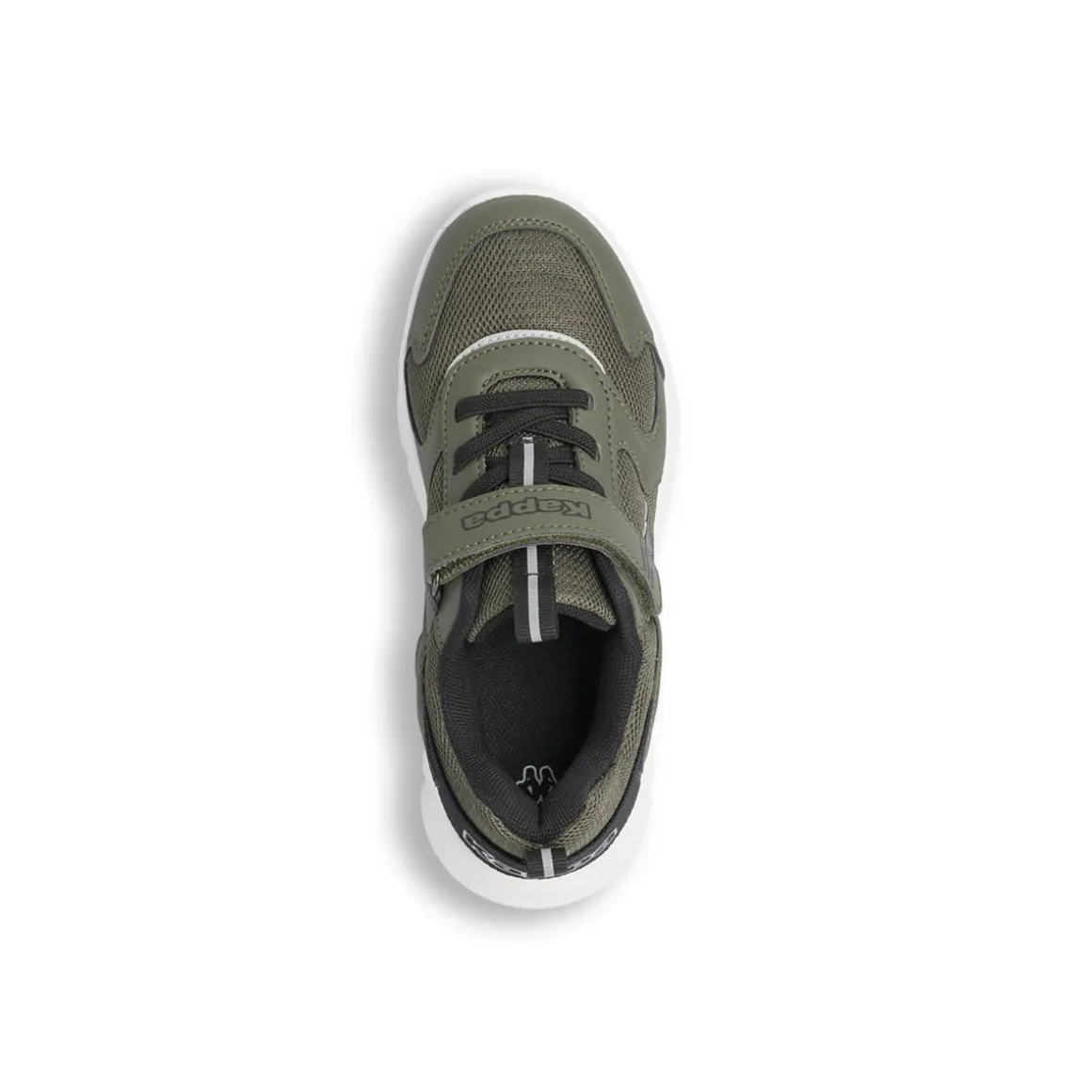 Sneakers da bambino Kappa verdi militare in mesh con strappo in velcro