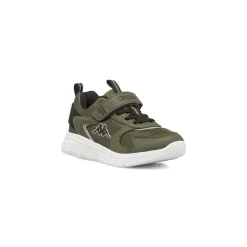 Sneakers da bambino Kappa verdi militare in mesh con strappo in velcro