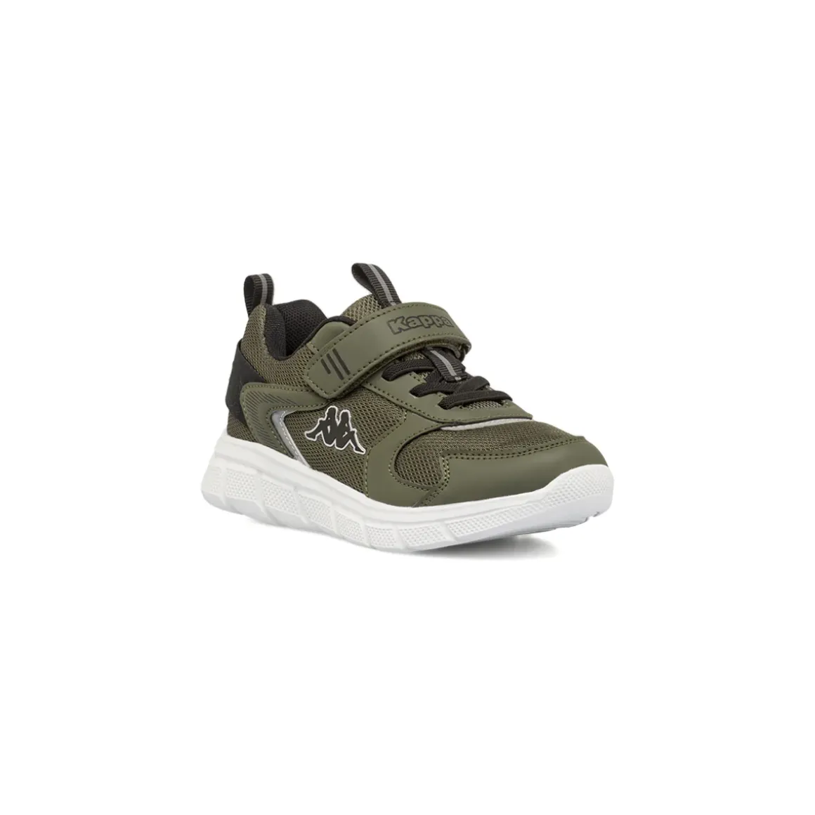 Sneakers da bambino Kappa verdi militare in mesh con strappo in velcro