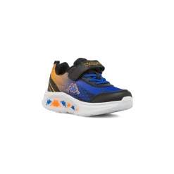 Sneakers da Bambino nere blu e arancioni con strappo con Luci Kappa