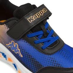 Sneakers da Bambino nere blu e arancioni con strappo con Luci Kappa