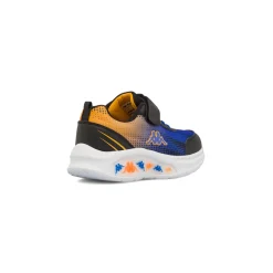 Sneakers da Bambino nere blu e arancioni con strappo con Luci Kappa