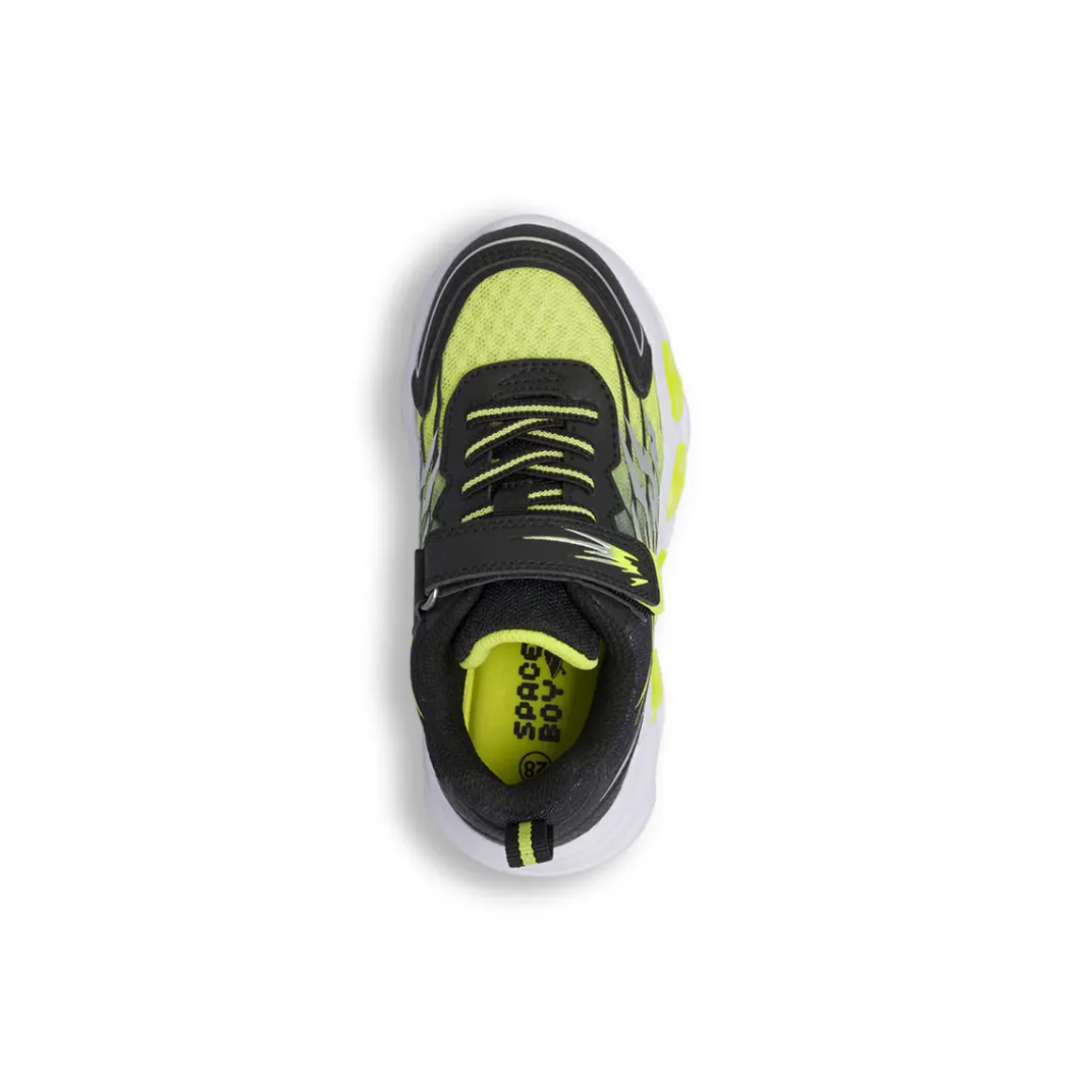 Sneakers da bambino nere con dettagli giallo fluo Space Boy