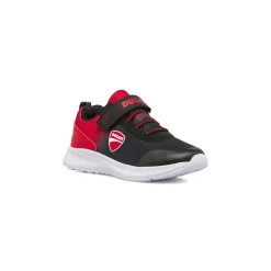 Sneakers da bambino nere con inserti rossi Ducati