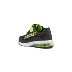 Sneakers da bambino nere con strappo e dettagli lime fluo Ducati
