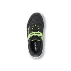 Sneakers da bambino nere con strappo e dettagli lime fluo Ducati