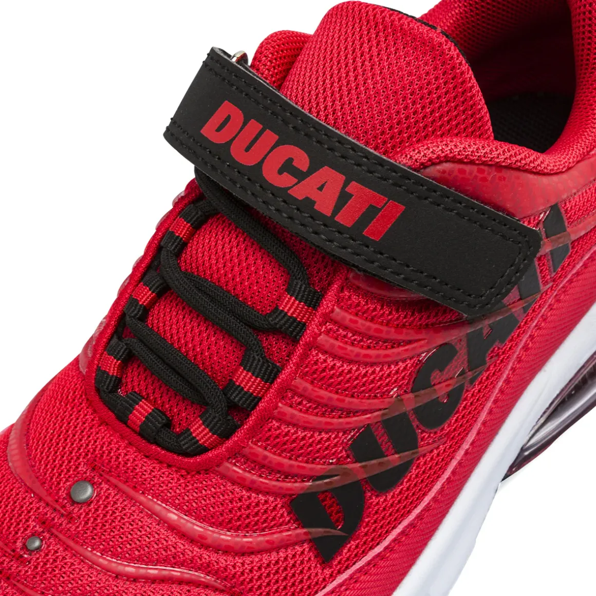 Sneakers da bambino rosse con strappo in velcro Ducati