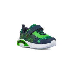 Sneakers da bambino verdi e blu con luci nella suola Dinosauri