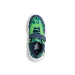 Sneakers da bambino verdi e blu con luci nella suola Dinosauri