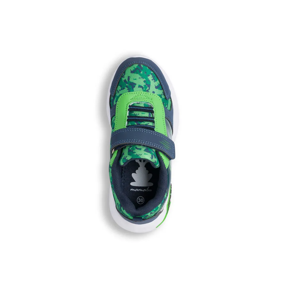 Sneakers da bambino verdi e blu con luci nella suola Dinosauri