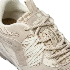 Sneakers da donna beige con inserti effetto scamosciato Americanino