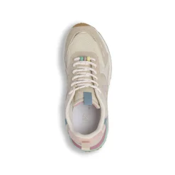 Sneakers da donna beige Swish Jeans con dettagli color pastello