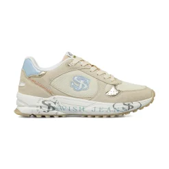 Sneakers da donna beige Swish Jeans con inserti effetto scamosciato