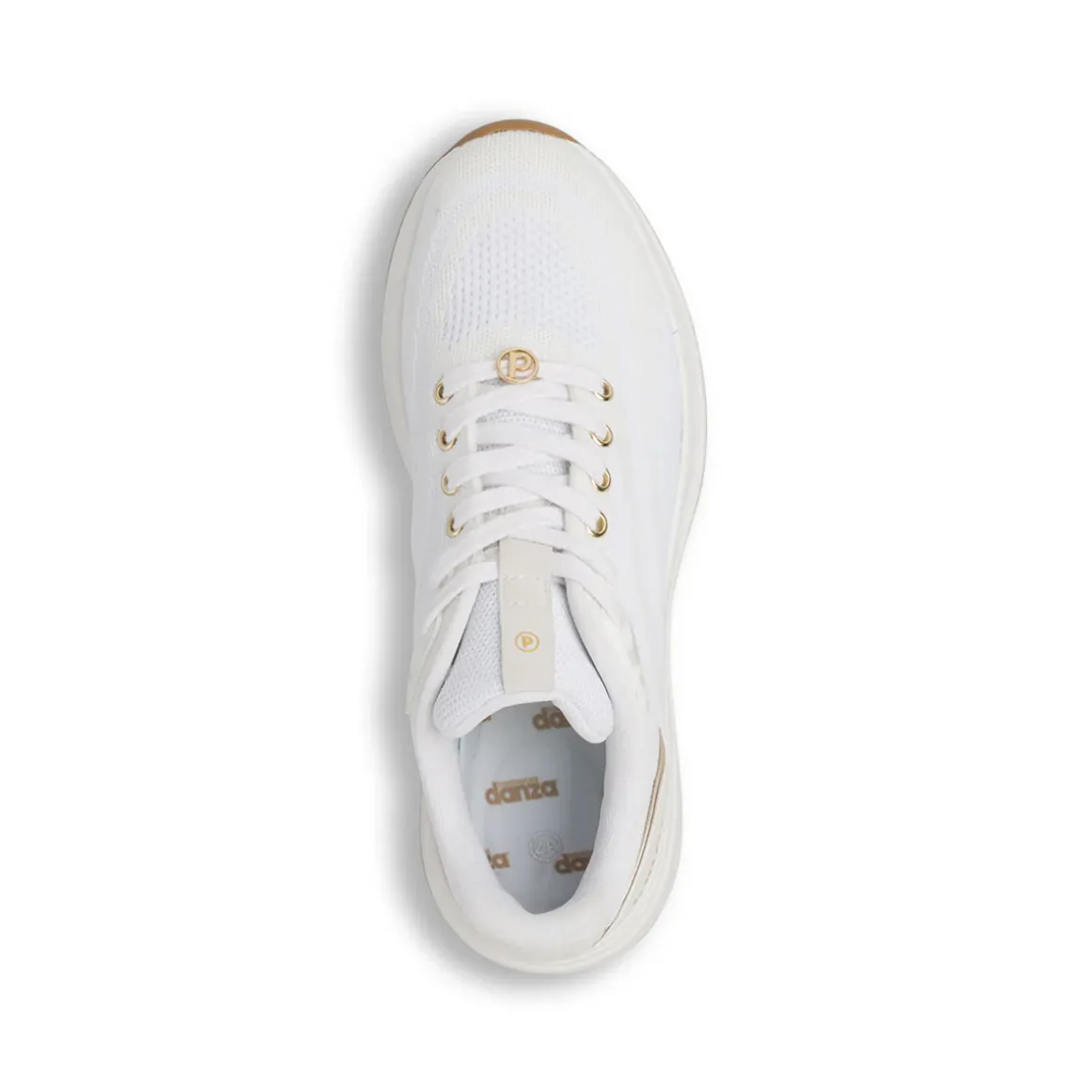 Sneakers da donna bianche con dettagli oro Dimensione Danza